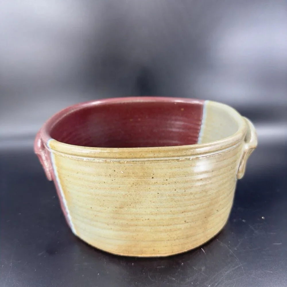 Hand Made Studio Art Pottery Bowl Dish With Handles Signed B‎ Creek Planter Pot
